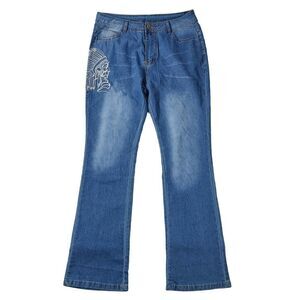 Jeans Native American Style Stitch Faded Jeans